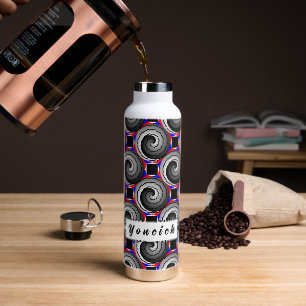 Double Yin Yang Spiral by Kenneth Yoncich Water Bottle