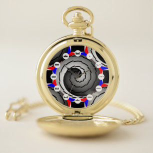 Double Yin Yang Spiral(Mayan Face)by KYoncich Pocket Watch