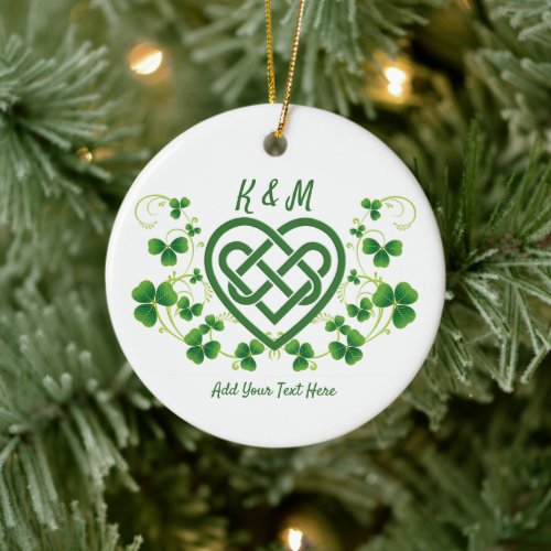 Doubled Sided Personalized Irish Celtic Love Knot Ceramic Ornament