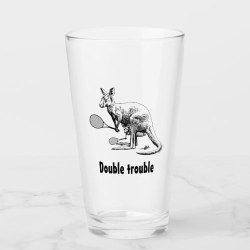 Doubles Anyone Kangaroo Tennis Glass