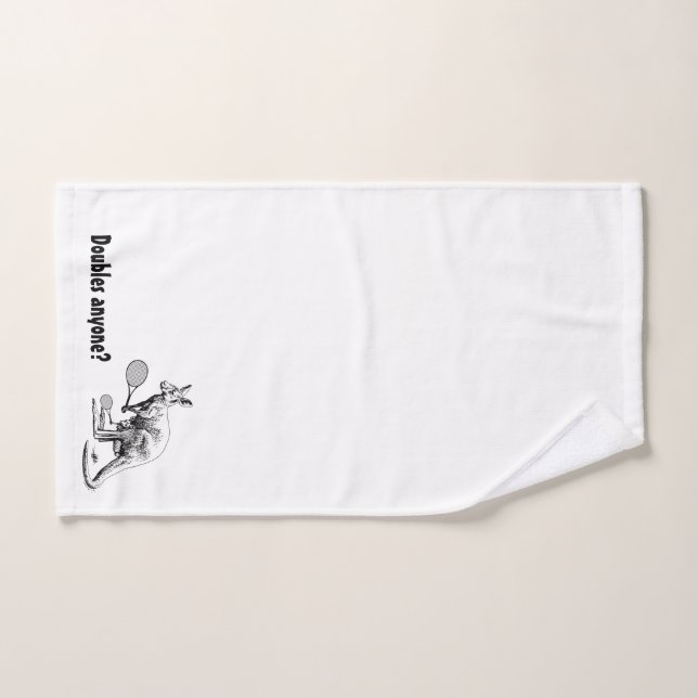Doubles Anyone? Kangaroo Tennis Hand Towel (Hand Towel)
