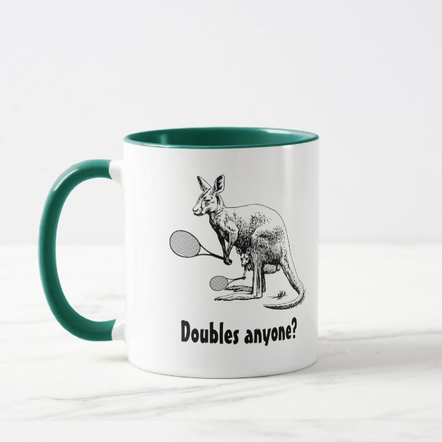 Doubles Anyone? Kangaroo Tennis Mug (Left)
