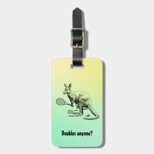 Doubles Anyone Kangaroo Tennis Player Luggage Tag