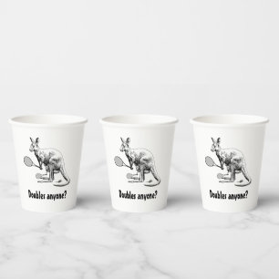 Doubles Anyone? Kangaroo Tennis Player Paper Cups