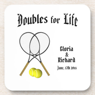 Doubles for Life Tennis Wedding Beverage Coaster