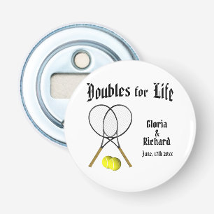 Doubles for  Life Tennis Wedding Bottle Opener