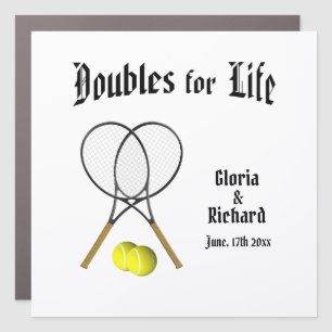 Doubles for Life Tennis Wedding Car Magnet