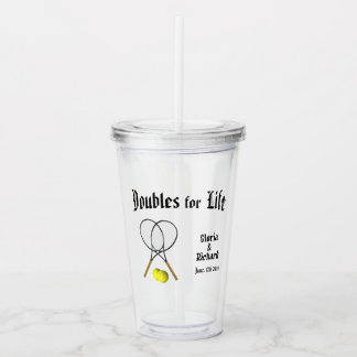 Doubles for Life Tennis Wedding Coaster Acrylic Tumbler