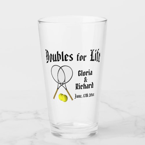 Doubles for  Life Tennis Wedding Glass