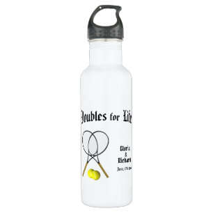 Doubles for  Life Tennis Wedding Stainless Steel Water Bottle