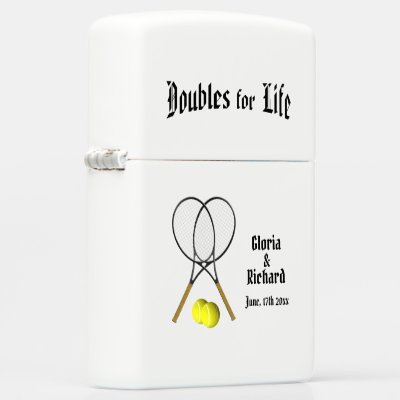 Doubles for Life Tennis Wedding Zippo Lighter