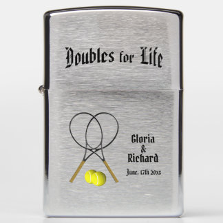 Doubles for  Life Tennis Wedding Zippo Lighter