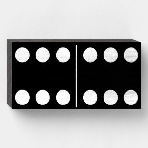Doubles Six Black Domino Wood Box Wall Art 
