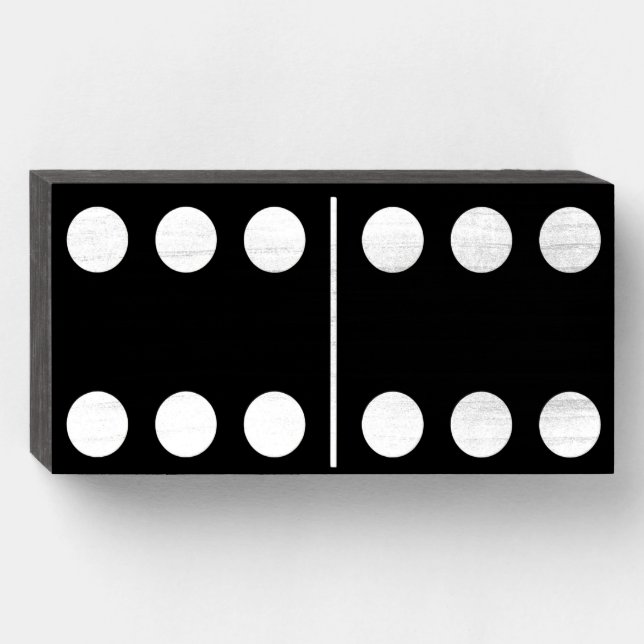 Doubles Six Black Domino Wood Box Wall Art  (Front Horizontal)