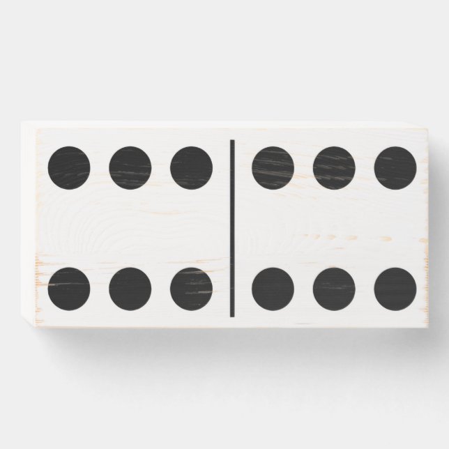 Doubles Six White Domino Wood Box Wall Art  (Front Horizontal)