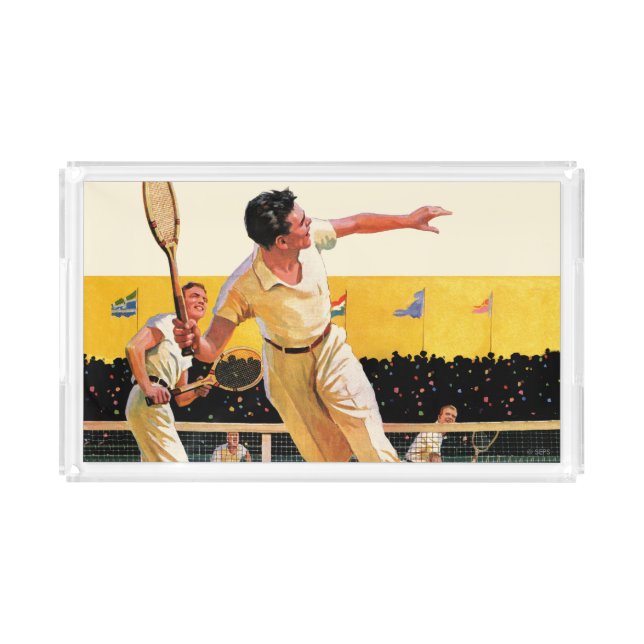 Doubles Tennis Match Acrylic Tray (Front)
