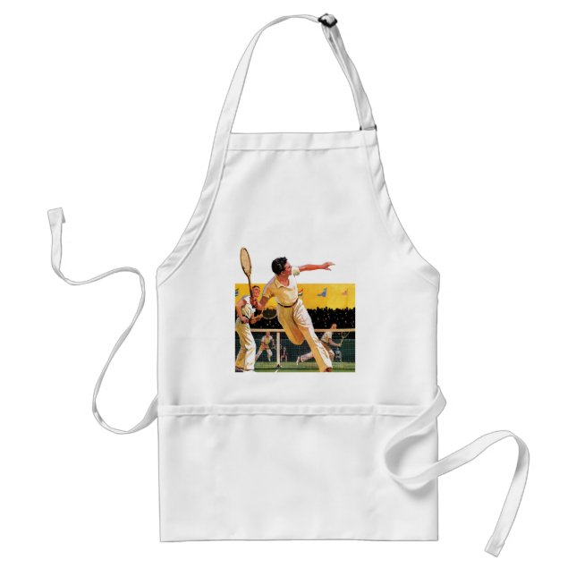 Doubles Tennis Match Adult Apron (Front)