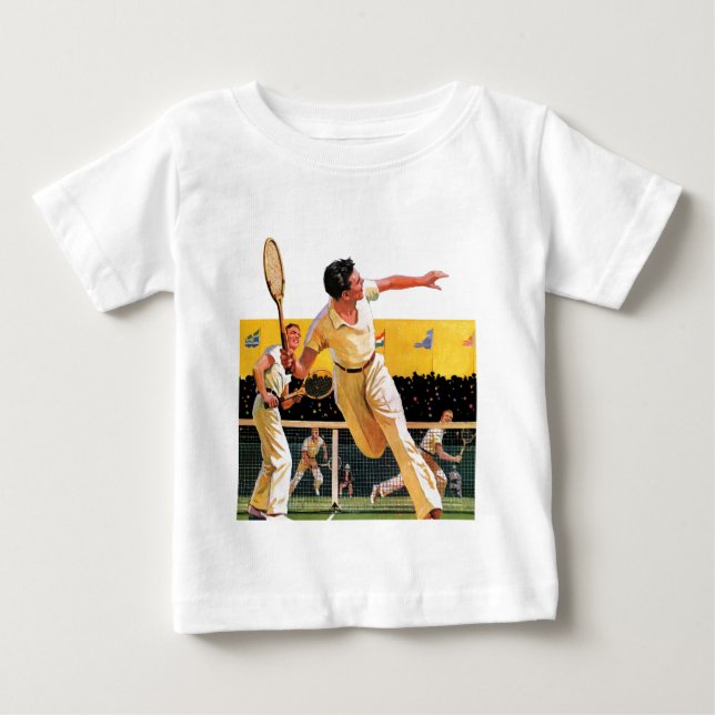 Doubles Tennis Match Baby T-Shirt (Front)