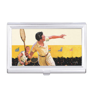 Doubles Tennis Match Case For Business Cards