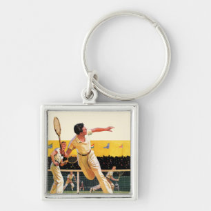 Doubles Tennis Match Keychain