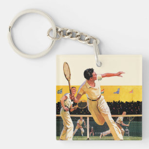 Doubles Tennis Match Keychain