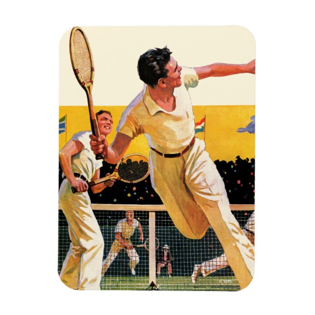 Doubles Tennis Match Magnet (Vertical)