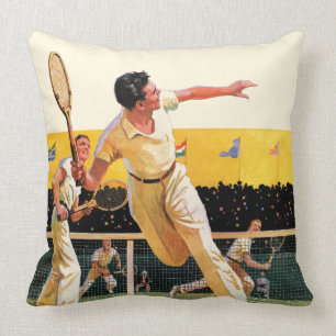 Doubles Tennis Match Throw Pillow