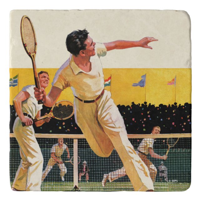 Doubles Tennis Match Trivet (Front)