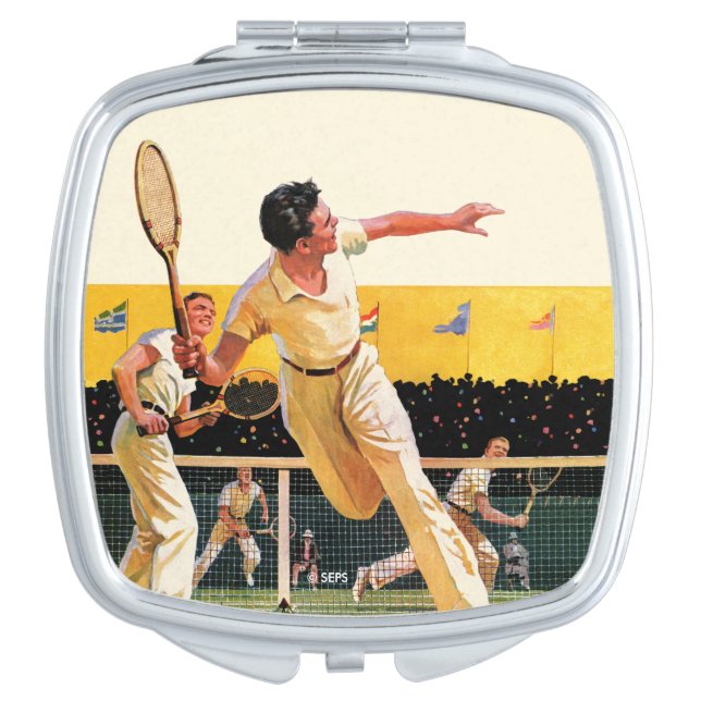Doubles Tennis Match Vanity Mirror (Front)
