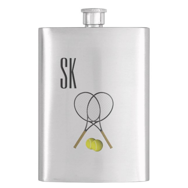 Doubles Tennis Monogram Flask (Front)