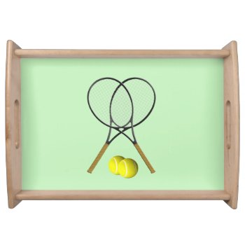 Doubles Tennis Rackets Sports Design Serving Tray by kahmier at Zazzle