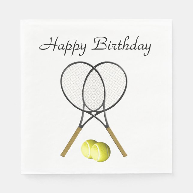 Doubles Tennis Sport Birthday Napkins (Front)