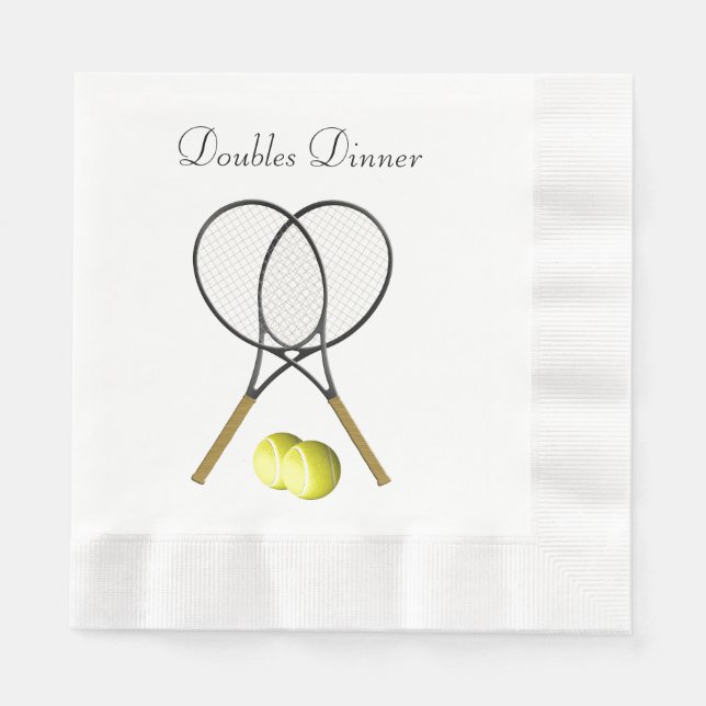 Doubles Tennis Sport Custom Paper Napkins (Front)