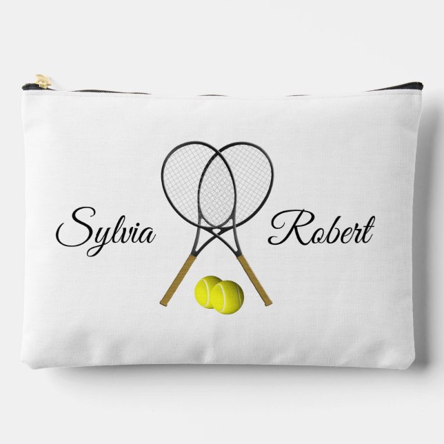 Doubles Tennis Sport Theme Accessory Pouch (Front)