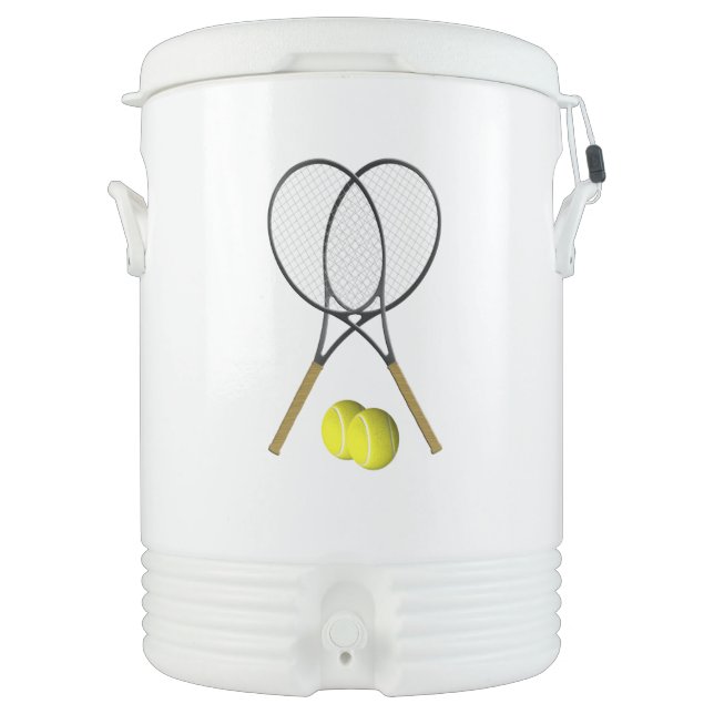 Doubles Tennis Sport Theme Beverage Cooler (Front)