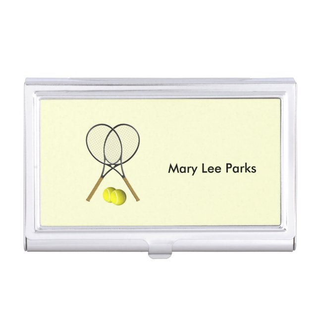 Doubles Tennis Sport Theme Business Card Case (Front)