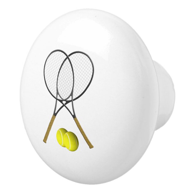 Doubles Tennis Sport Theme Ceramic Knob (Right)