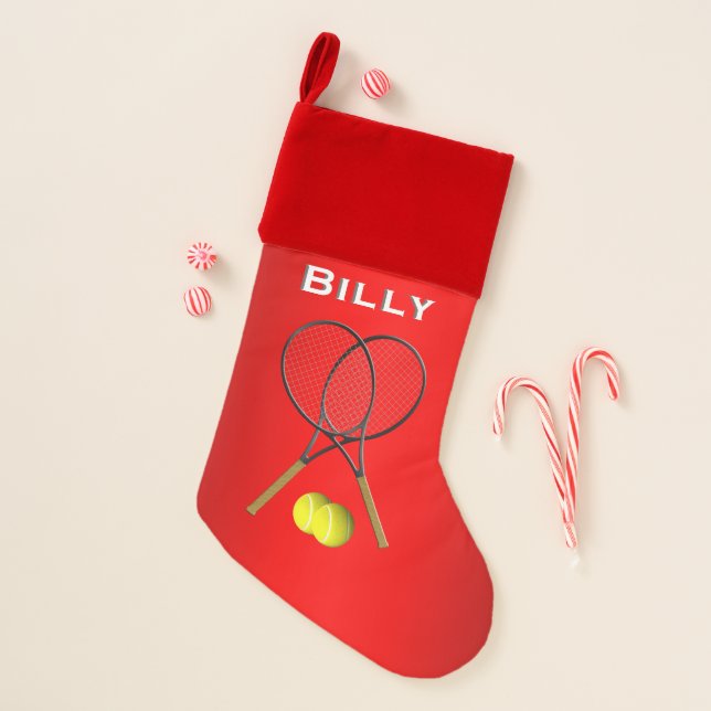 Doubles Tennis Sport Theme Christmas Stocking (Front)