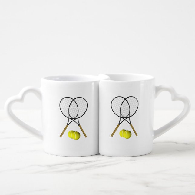 Doubles Tennis Sport Theme Coffee Mug Set (Front Nesting)