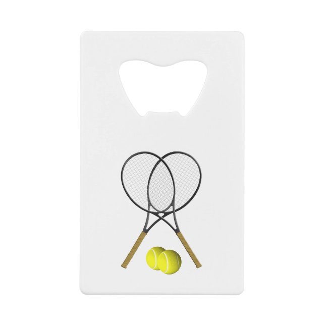 Doubles Tennis Sport Theme Credit Card Bottle Opener (Front)