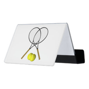 Doubles Tennis Sport Theme Desk Business Card Holder