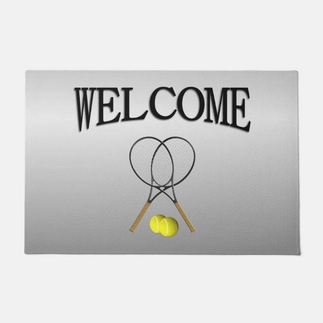Doubles Tennis Sport Theme Doormat (Front)