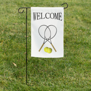 Doubles Tennis Sport Theme Garden Flag