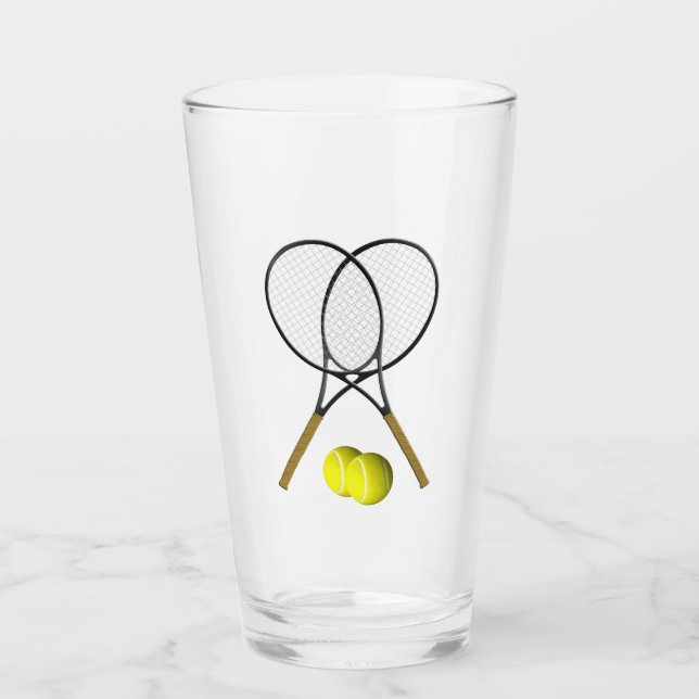 Doubles Tennis Sport Theme Glass (Front)