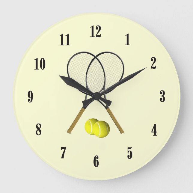 Doubles Tennis Sport Theme Large Clock (Front)
