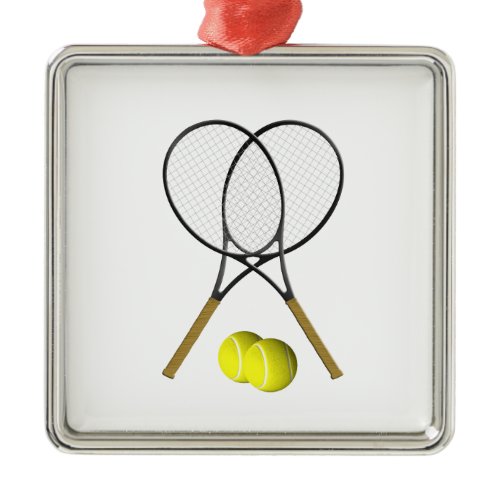 Doubles Tennis Sport Theme Metal Ornament
