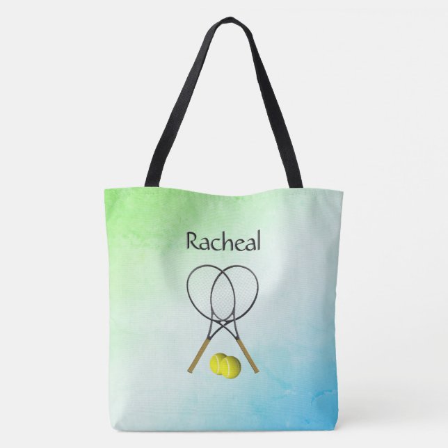 Doubles Tennis Sport Theme Personalized Tote Bag (Back)