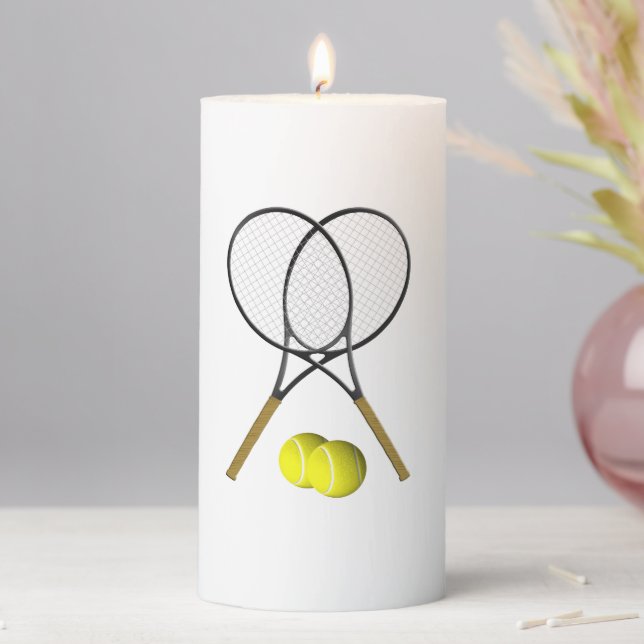 Doubles Tennis Sport Theme Pillar Candle (In Situ)