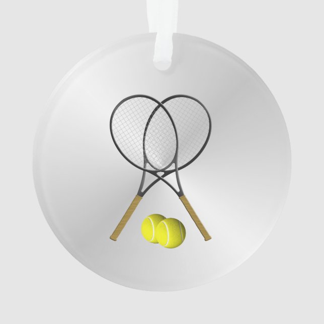 Doubles Tennis Sport Theme Silver Ornament (Back)