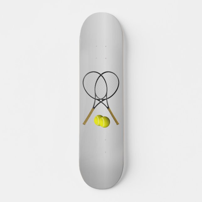 Doubles Tennis Sport Theme Silver Skateboard (Front)